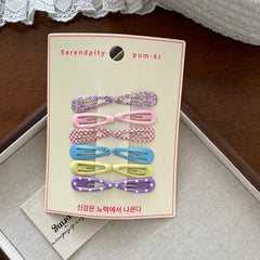 Kids Multicolor Heart Flower Printed Snap Clips Sweet Fashion Cute Wholesale in Stock Hairpins Accessories for Children Daily