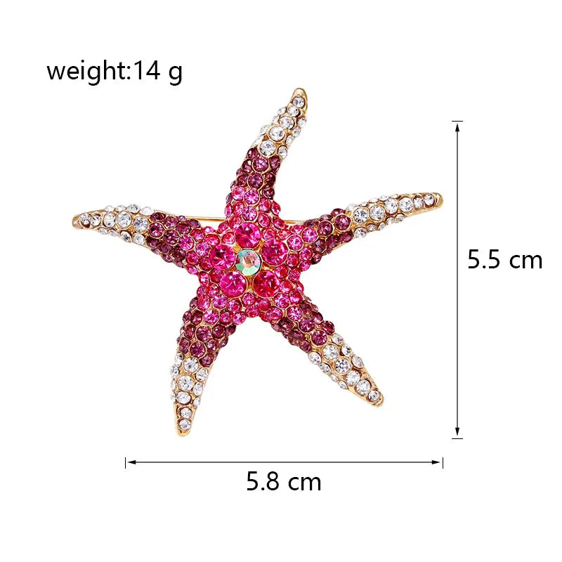 Fashion Star Sweet Glitter Rhinestone Brooches for Girls Elegant Trendy Glamorous Pins Jewelry for Women Ladies Accessories