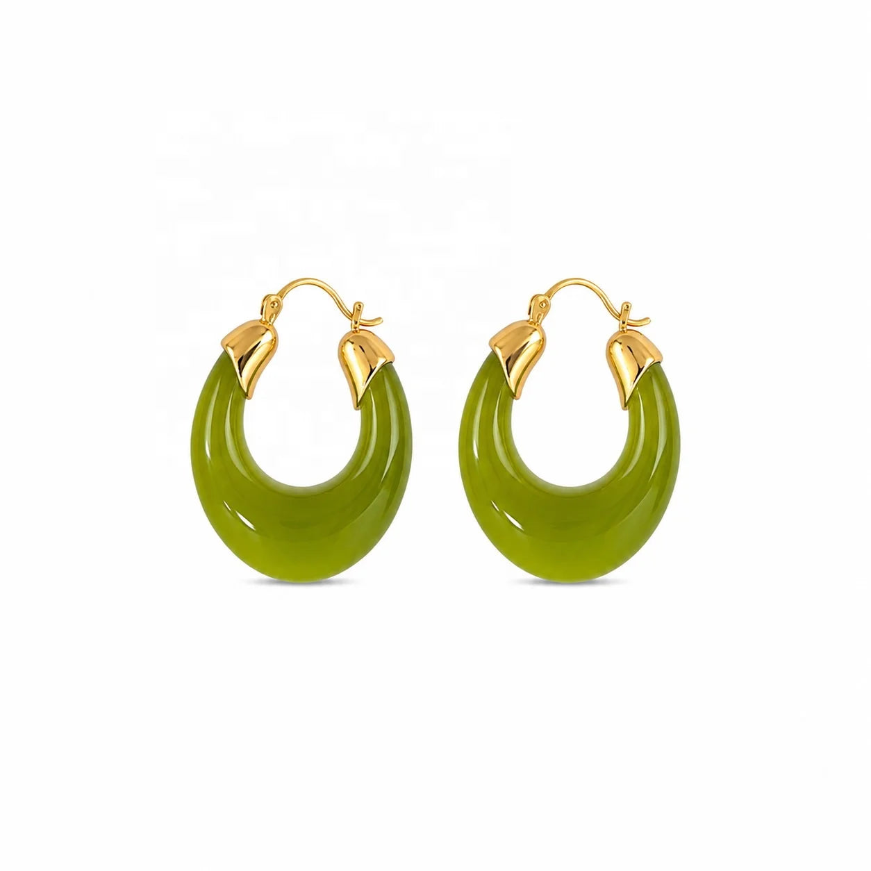 Female Solid Color Brown Green Grey 18k Gold-plated Hoop Earring Vintage Elegant Trendy Fashion Low MOQ Jewelry for Daily Causal