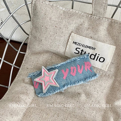 Fashion Denim Star Letter Hair Clips for Girls Stylish Trendy Simple Snap Clip for Women Ladies Femme Kids Hair Accessories