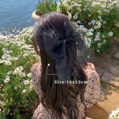 Brand New Lustrous Tulle Bowknot Hair Clips for Girls Solid Color Sweet Fashion Chic Barrette for Women Ladies Hair Accessories
