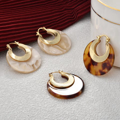Women's Fashionable Hoop Earrings Artistic Retro High-end Leopard Print Earrings Elegant Trendy Ear Accessories Autumn Winter