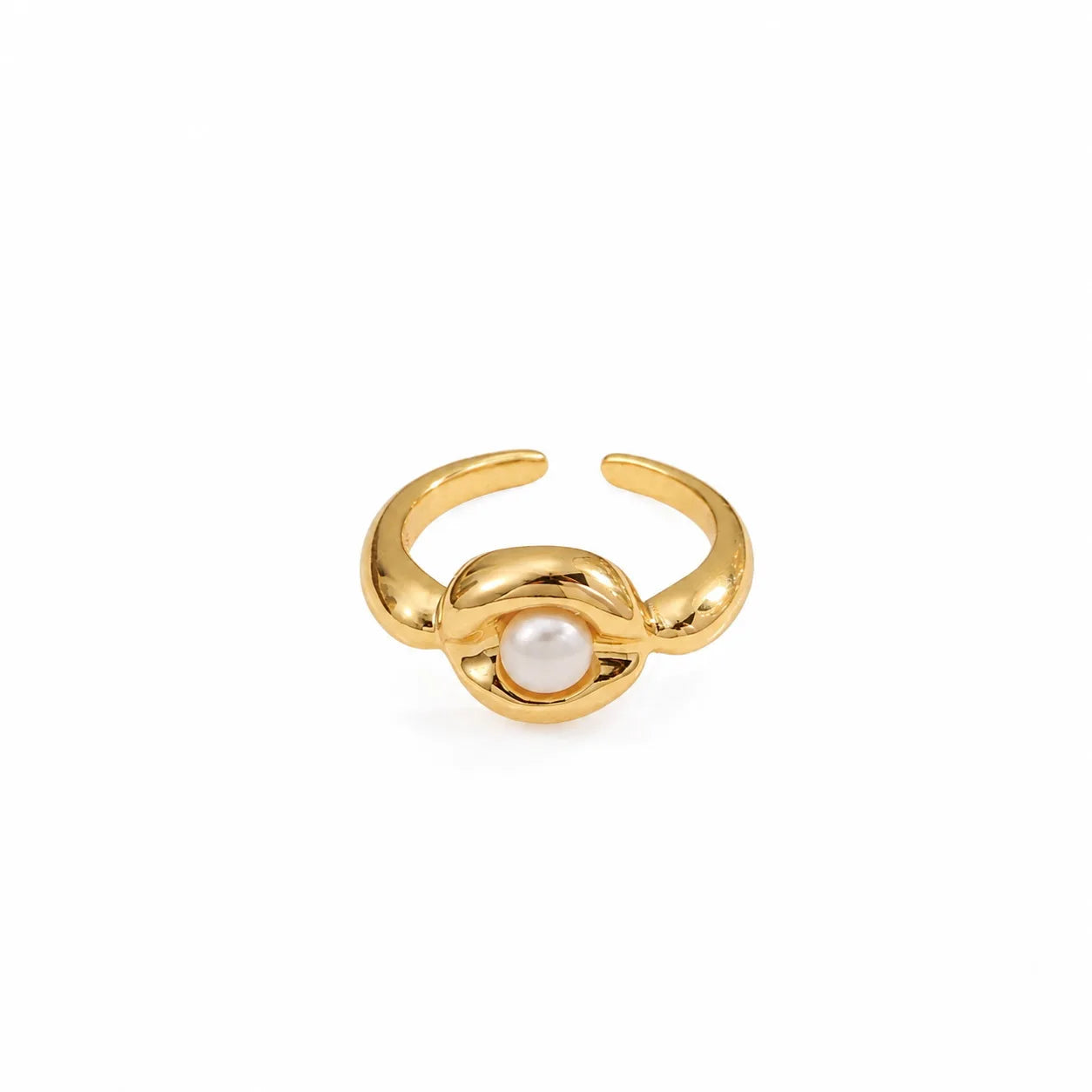 Women Solid Color Pearl 18k Gold-plated White K Minimalistic Rings Fashion Charms Low MOQ in Stock Jewelry for Female Daily Use