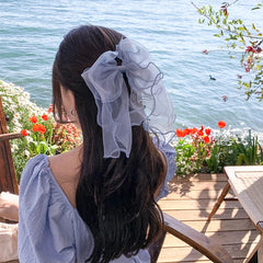 Brand New Lustrous Tulle Bowknot Hair Clips for Girls Solid Color Sweet Fashion Chic Barrette for Women Ladies Hair Accessories