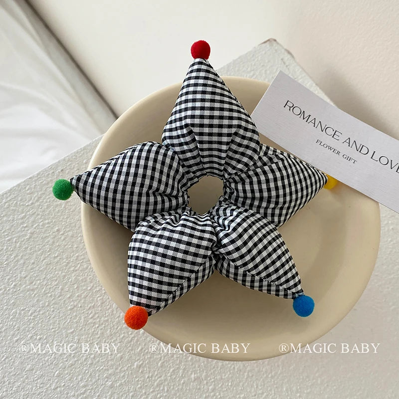 Fashion Star Polka Dot Scrunchies for Baby Girls Cute Kawaii Plaid Stripe Hair Ties for Kids Children Hair Accessories in Stock