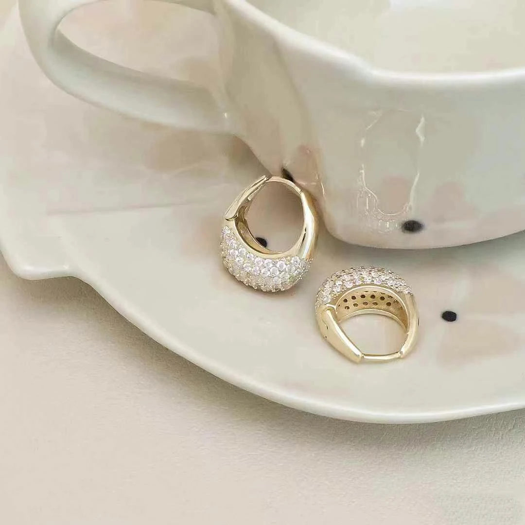 Female Rhinestone Decorative Mini Clip-on Hoop Earring Fashion Elegant Glitter Dainty Affordable Bulk Causal Jewelry Accessories