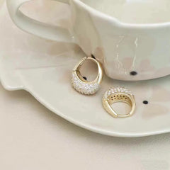 Female Rhinestone Decorative Mini Clip-on Hoop Earring Fashion Elegant Glitter Dainty Affordable Bulk Causal Jewelry Accessories