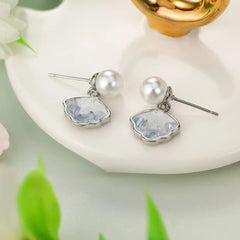 Elegant Imitation Pearl Sweet Cherry Fruits Drop Earrings for Girls Glitter Star Dainty Jewelry for Women Ladies Accessories