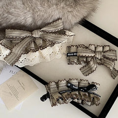 Elegant Lace Ribbon Barrette with Bow and Ruffles Hair Clips for Women Original Design Banana Clip Fashion Hair Accessories Bulk