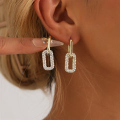 Fashion Luxury Glitter Hoop Drop Earrings for Girls Simple Minimalistic Art Deco Dainy Jewelry for Women Ladies Accessories
