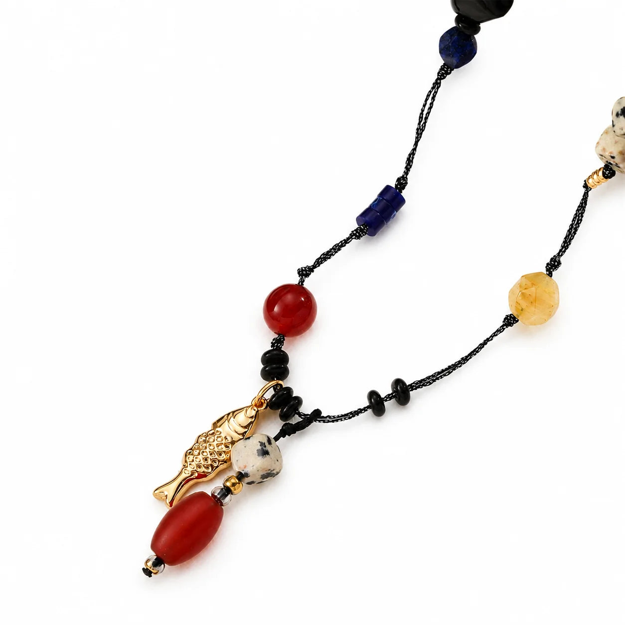 Fashion Red Agate Hematite Natural Stone Copper 18K Gold Plated Necklaces for Girls Boho Jewelry for Women Ladies Wholesale