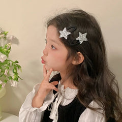 Simple Minimalistic Glitter Star Hair Clips for Baby Girls Fashion Chic Classic Snap Clips for Kids Children Hair Accessories