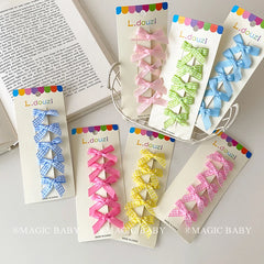Girly Aesthetic Bowknot Small Solid Color Alligator Clips Fashion Sweet Cute Hairpins Accessories for Children Daily School Use