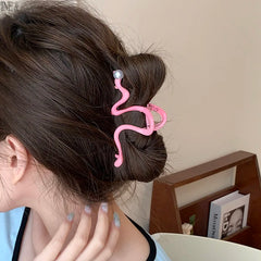 Fashion Simple Solid Candy Color Hair Claw Clips for Girls Imitation Pearl Elegant Haarspange for Women Ladies Hair Accessories