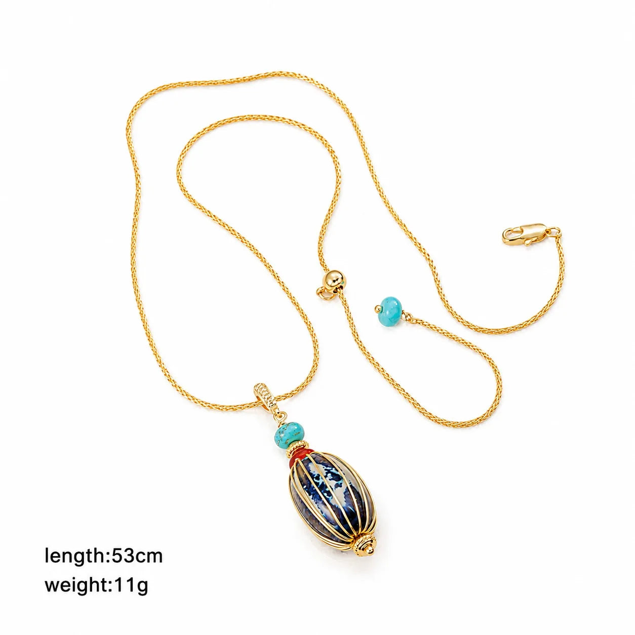 Fashion Ceramic Red Agate Blue Turquoise Copper 18K Gold Plated Pendent Necklaces for Girls Jewelry for Women Ladies Wholesale
