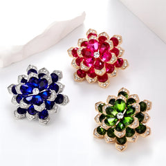 Fashion Glitter New Design Rhinestone Brooches for Girls Sparkle Flowers Floral Pins Jewelry for Women Ladies Accessories Chic