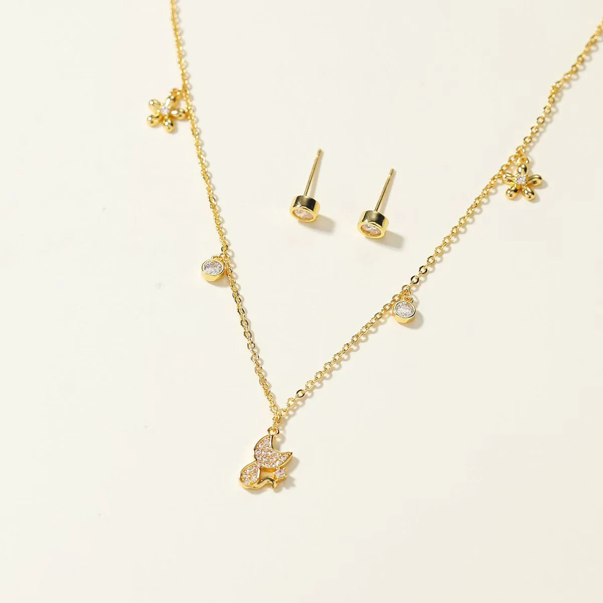 Luxury Refined Charms Glamorous Necklaces for Girls Elegant Sweet Art Deco Stud Earrings for Girls Jewelry Sets for Women Ladies