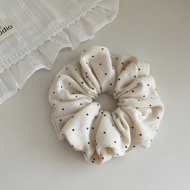 Fashion Simple Minimalistic Classic Polka Dot Scrunchies for Girls Elegant Sweet Hair Ties for Women Ladies Hair Accessories