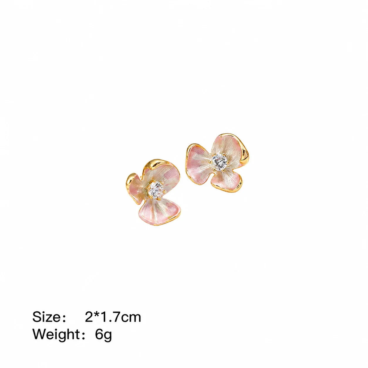 Women Pink Purple Flower Zircon S925 Silver 18k Gold-plated Stud Earring Fashion Elegant Sweet Low MOQ in Stock Causal Jewelry