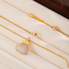 Women Zircon 18k Gold-plated Chain Pendant Necklace Elegant Simple Charms Factory Price in Stock Jewelry for Female Daily Use