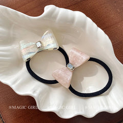 Sweet Simple High Elastic Acetate Bowknot Scrunchies for Girls Fashion Chic Trendy Hair Ties for Women Ladies Hair Accessories