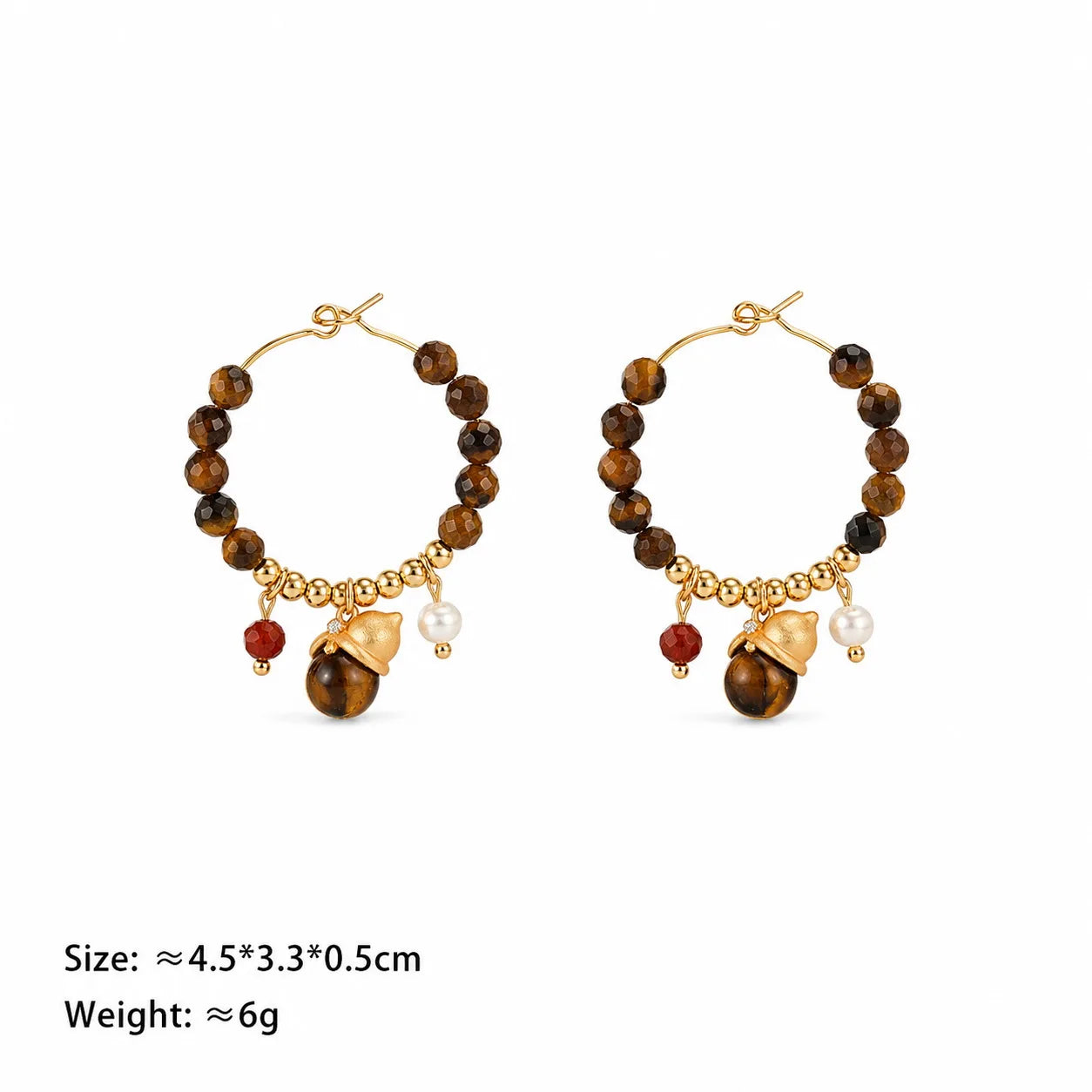 Tiger Eye Stone Freshwater Pearl Red Agate African Turquoise Hoop Earrings for Girls Boho Jewelry for Women Ladies Wholesale