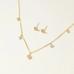 Glamorous Refined Dainty Charms Necklaces for Girls Elegant Stud Earrings Jewelry Sets for Women Ladies Accessories Wholesale