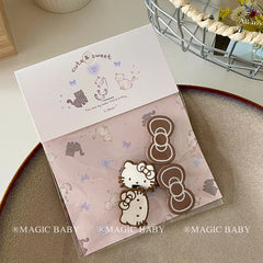 Fashion Trendy Cute Kitty Cat Hair Clips Sweet Animal Bowknot Alligators for Baby Girls for Party Hair Accessories Stock