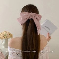 Solid Color Simple Bowknot Scrunchies for Girls Classic French Style Elegant Hair Ties for Women Ladies Hair Accessories Chic