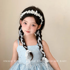 Girly Aesthetic Chic White Elegant Ponytail Holder Headbands Ribbon Tulle Beauty in Stock Hairbands Accessories for Kids Daily