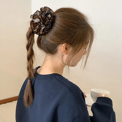 Elegant Leopard Print Fabric Hair Clips for Ladies Sweet Chic Banana Style Hair Accessories Perfect for Party