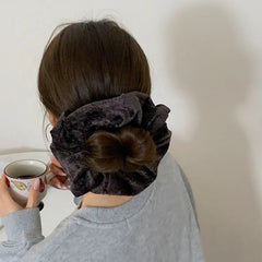 Women Solid Color Velvet X-Large Thick Thin Hair Scrunchies Fashion Vintage Elegant Bulk Order in Stock Hair Ties Accessories