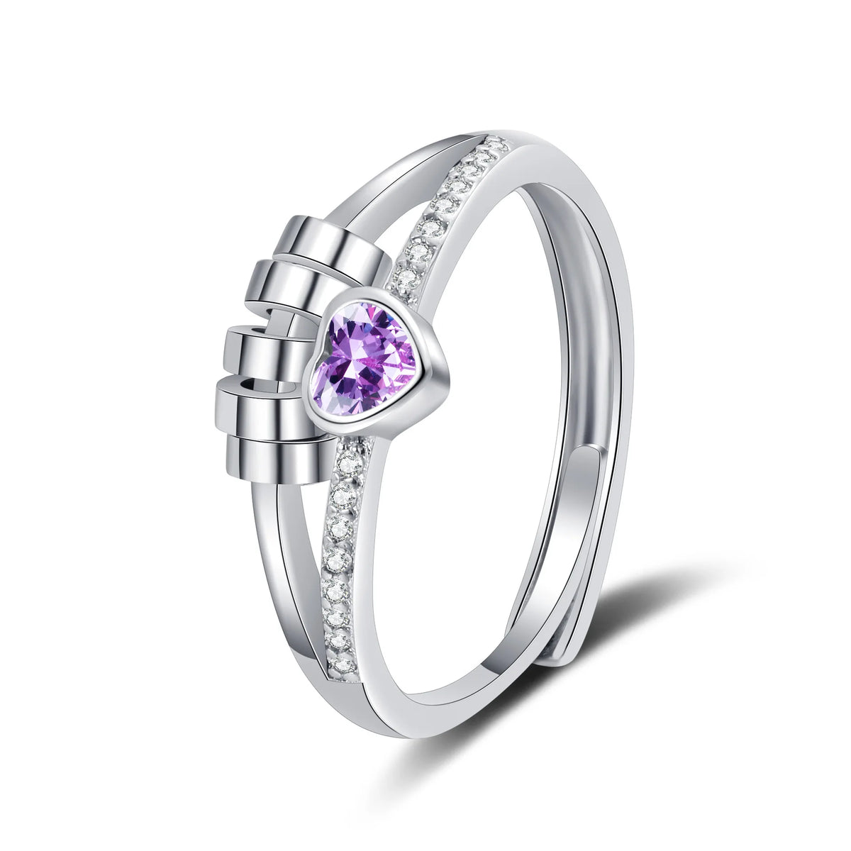 Hot Sale Heart-shaped Rotating Rings Zircon-encrusted Double-layer Lines Personality Ring for Women Europe American Accessories