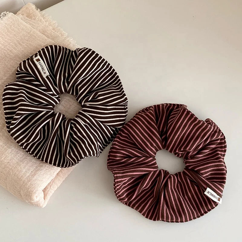 Fashion Trendy Simple Stripe Scrunchies for Girls Minimalistic Hair Ties for Women Ladies Hair Accessories Chinese Supplier