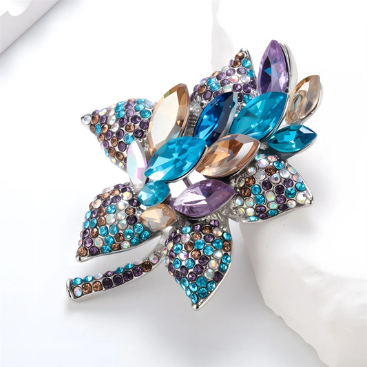 Fashion Bold Glitter Sparking Flower Brooches for Girls Sweet Floral Pins Jewelry for Women Ladies Accessories Chinese Supplier