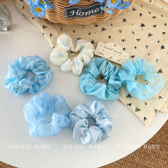 Kids Solid Color Flower Plaid Ponytail Holder Medium Hair Ties Fashion Elegant in Stock Scrunchies Accessories for Children Use