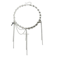 Fashion Glitter Chains Cross Punk Necklaces for Girls European and American Style Jewelry for Women Ladies Accessories Wholesale
