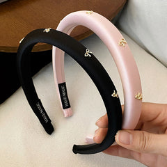 Solid Color Bowknot Lustrous Head Band for Girls Simple Minimalistic Hair Band for Women Ladies Hair Accessories in Stock