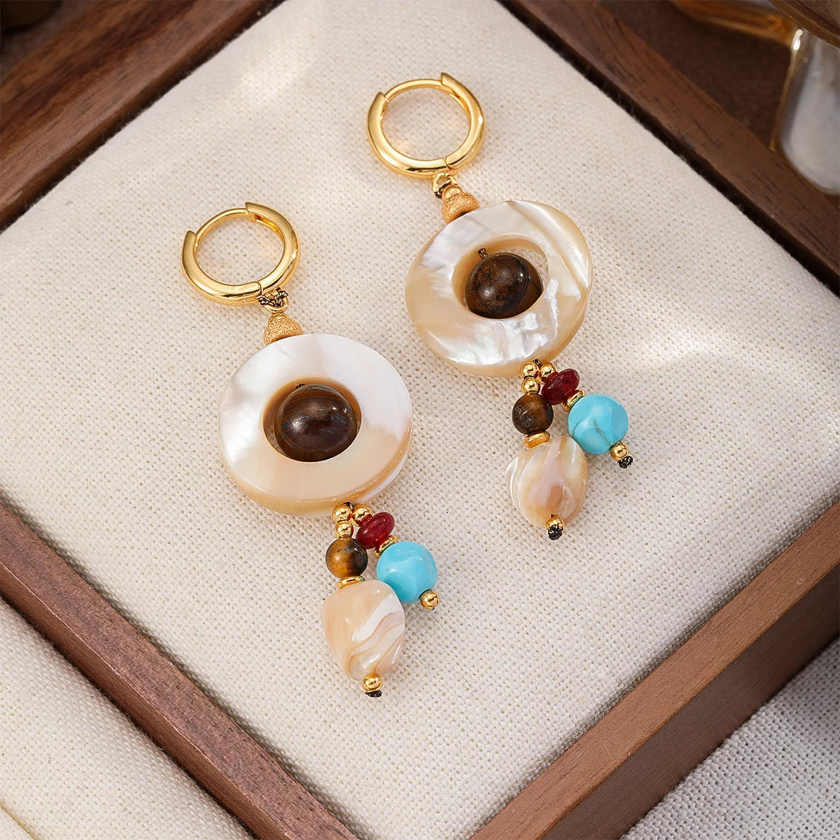 Fashion Shell Conch Red Agate Turquoise Drop Earrings for Girls Boho Trendy Jewelry for Women Ladies Wholesale China Factory