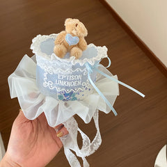 Girly Aesthetic Bear Bowknot Lace Alligator Clips Sweet Cute Princess Style in Stock Hairpins Accessories for Children Kid Daily