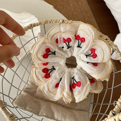 Cute Flower Cherry Scrunchies for Baby Girls Fashion Sweet Kawaii Hair Ties for Kids Children Hair Accessories in Stock Chic