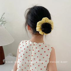 Solid White Large High Elastic Scrunchies Kids Trendy Hair Ties Accessory Children's Ponytail Holder Sweet Stock