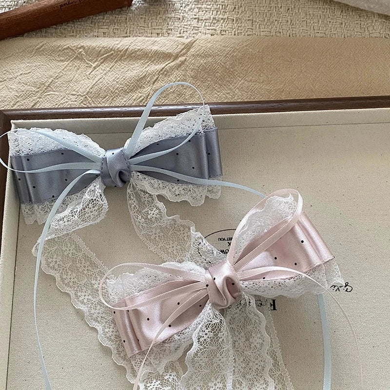 Fashion Ribbon Bowknot Sweet Elegant Hair Clips for Girls Polka Dot Elegant Cute Alligators for Women Lady Accessories in Stock