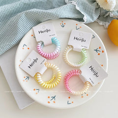 Brand New Candy Color Telephone Wire Hair Ties Simple High Elastic Scrunchies for Women Ladies Fashionable Sweet Accessories