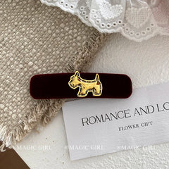 Gold Logo Dog Hair Clip French Style Sophisticated BB Barrettes for Bangs Exquisite Side Hair Accessory for Women Girls Hairpins