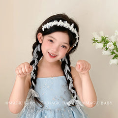Girly Aesthetic Chic White Elegant Ponytail Holder Headbands Ribbon Tulle Beauty in Stock Hairbands Accessories for Kids Daily