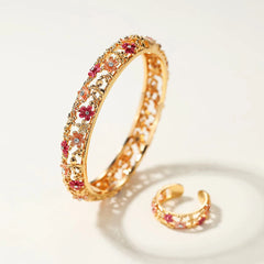 Luxury Dainty Bold Fashion Trendy Bangles Elegant Rings for Girls Graceful Stylish Jewelry Sets for Women Ladies Accessories