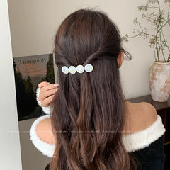 Women's Elegant Lightweight Alloy Rhinestone Hairpins Clamps Hot Sale White Beads Barrette Clips for Parties-Fashion Wholesale