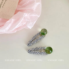 Women Rhinestone Multicolor Beads Snap Clips Fashion Sparking Sweet Simple Customized in Stock Hairpins Accessories for Daily