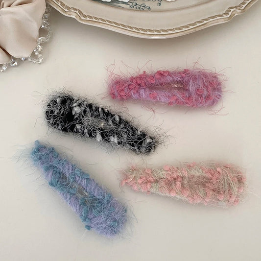 Cute Handmade Plush Hair Clips for Bangs Colorful Barrettes Creative Design Hair Accessories for Women Girls Flyaway Side Clips